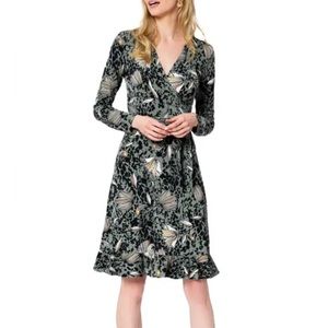 Green floral long sleeve knee length Leota dress size large